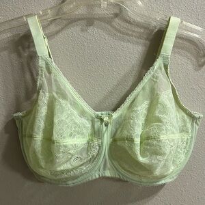 Wacoal Retro Chic Full Figure Underwire Bra 855186 Size 36G Green Lace Unpadded